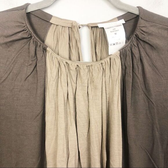 CHLOÉ | Elephant Taupe Draped Top Pintuck Neckline Long Sleeve Women’s Size M - Picture 3 of 10